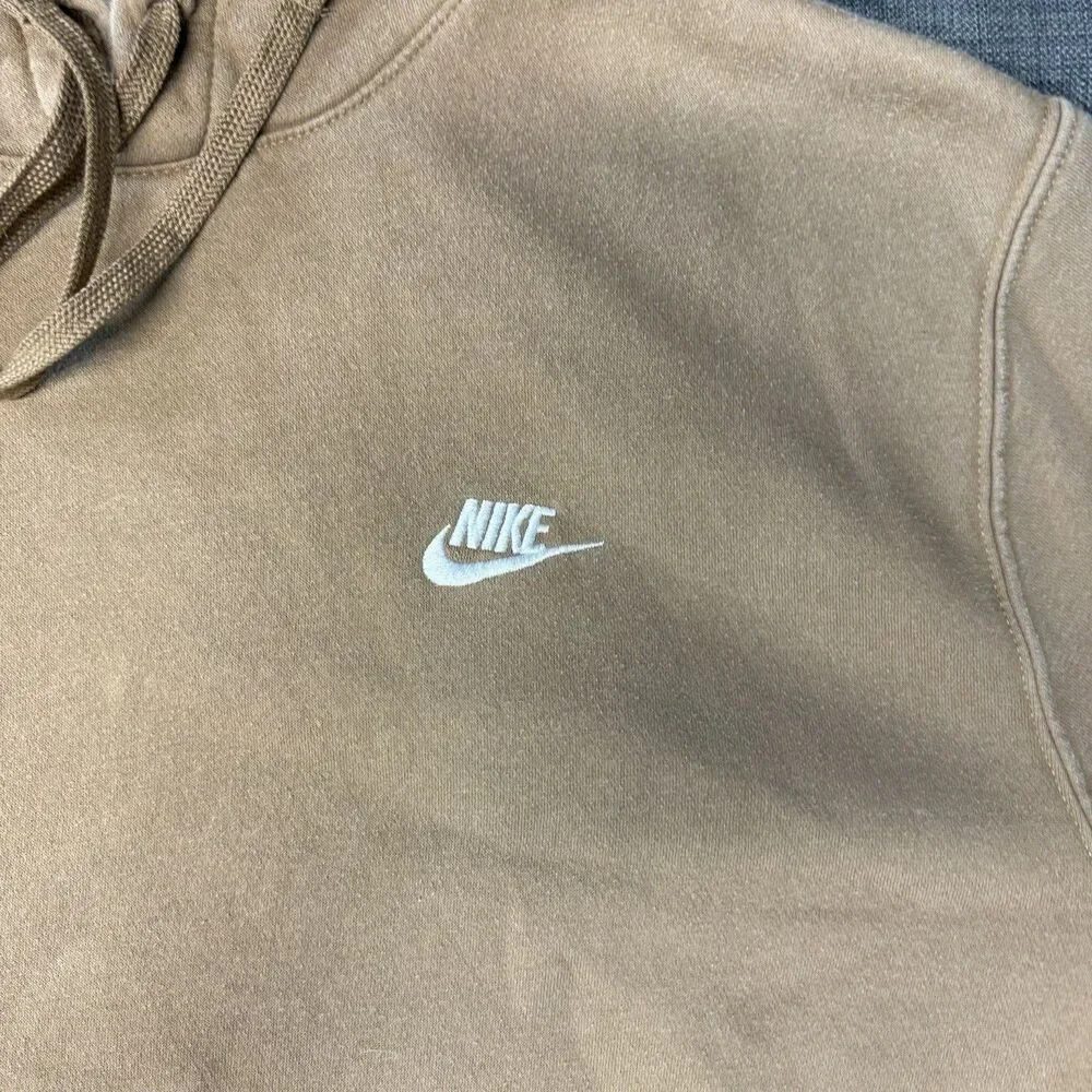 Nike Sportswear Club Fleece Pullover Hoodie Tan Khaki Sweatshirt Mens XL BV2654